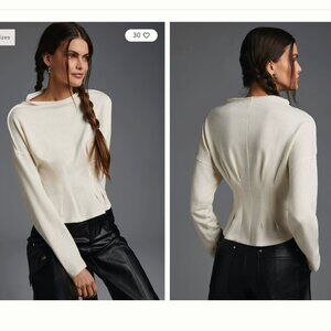 Pilcro | Cream Corset Waist Sweatshirt Top Size Small